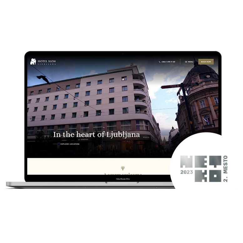 Izdelava spletne strani Hotela Slon, ki je leta 2023 zasedla drugo mesto na natečaju Netko